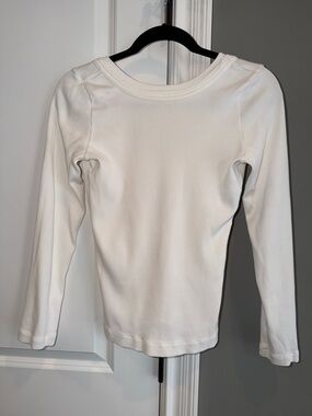 Citizens Of Humanity White Long Sleeve Ribbed Tee